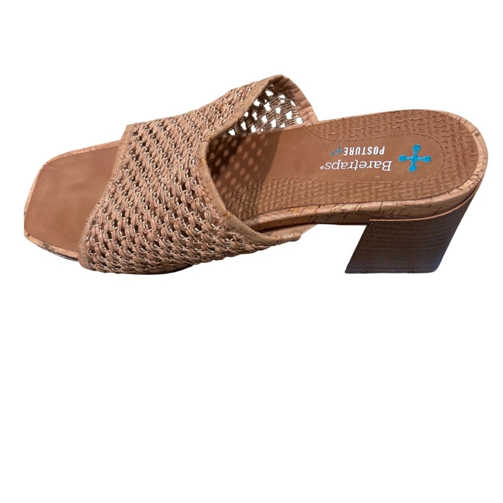Baretraps Posture Plus+ Tan Woven Block Heel Square Toe Slide Sandals Womens - Picture 7 of 8